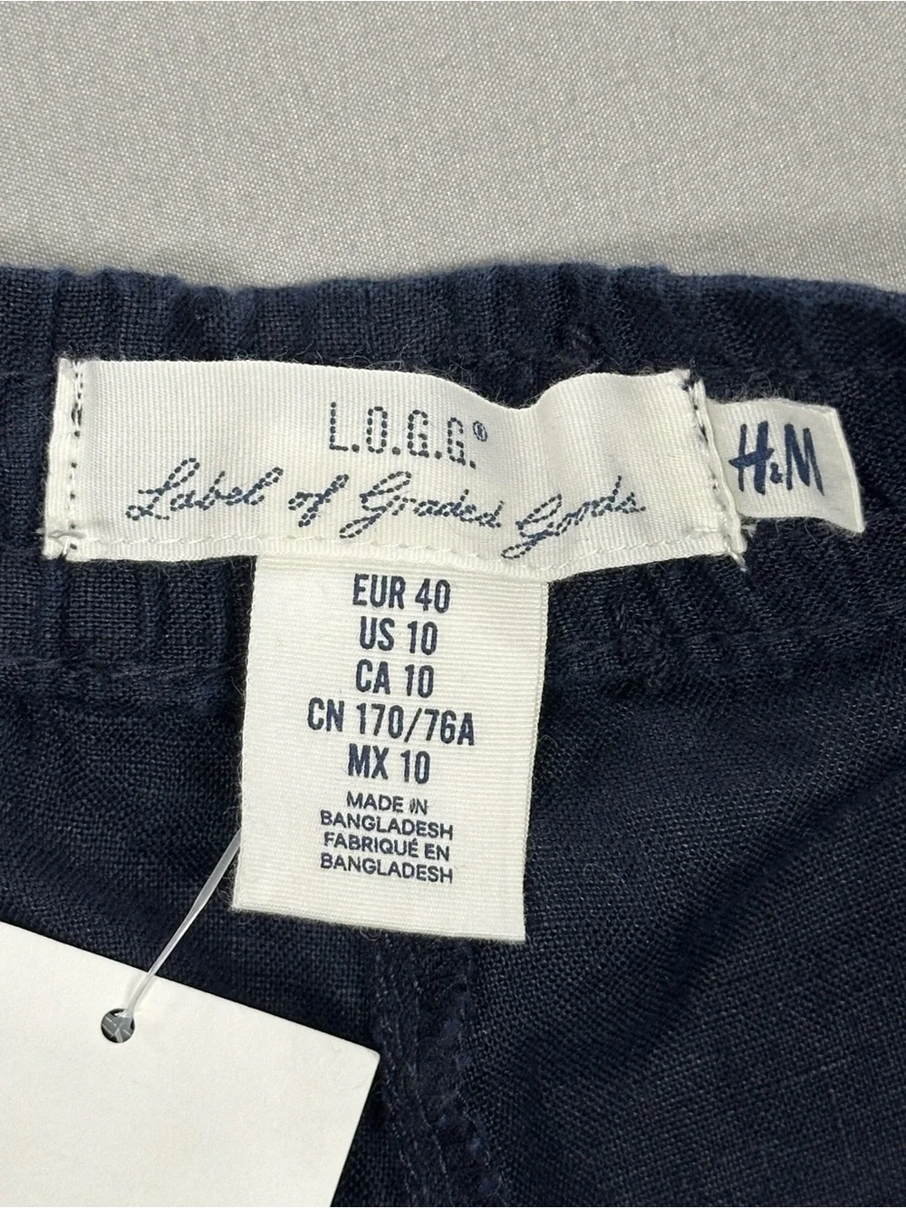NWT H&M LOGG 100% Linen Drawstring Ankle Joggers / Pants - Womens 10